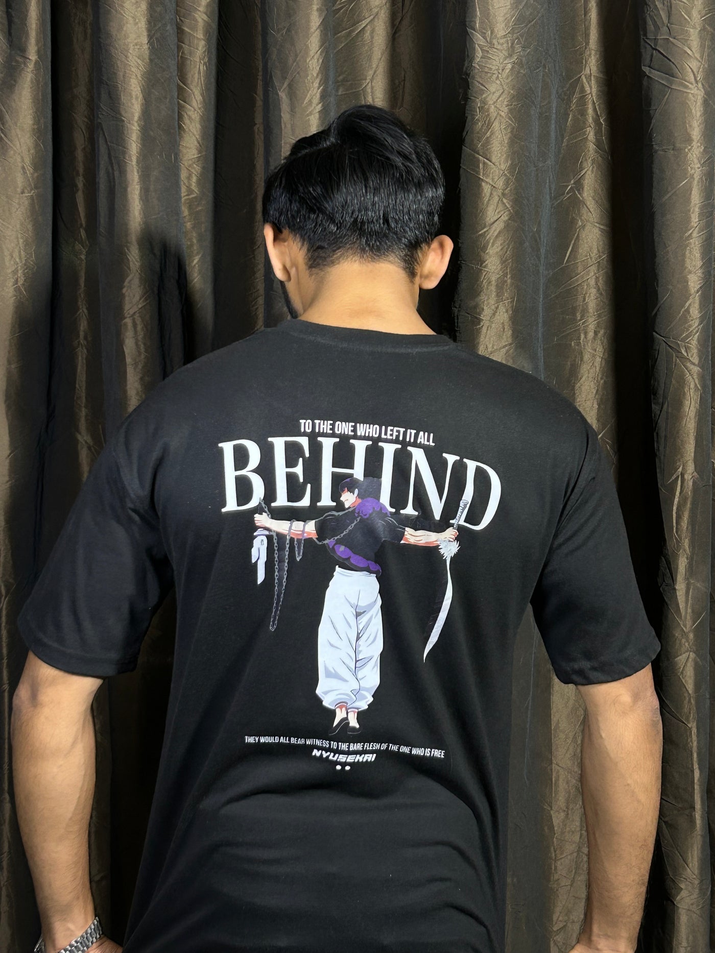 Behind